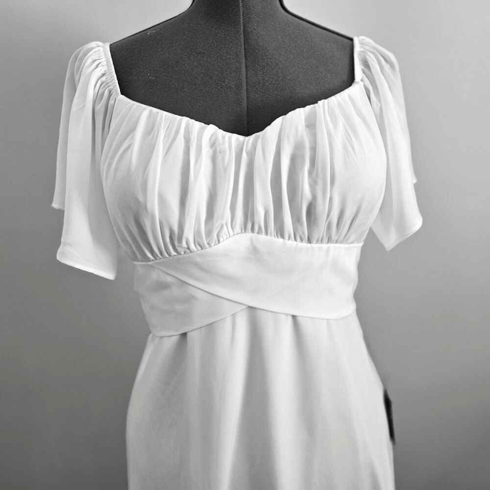 LULUS White Wedding Formal Midi Off the Shoulder Empire Dress Size Women XL NWT